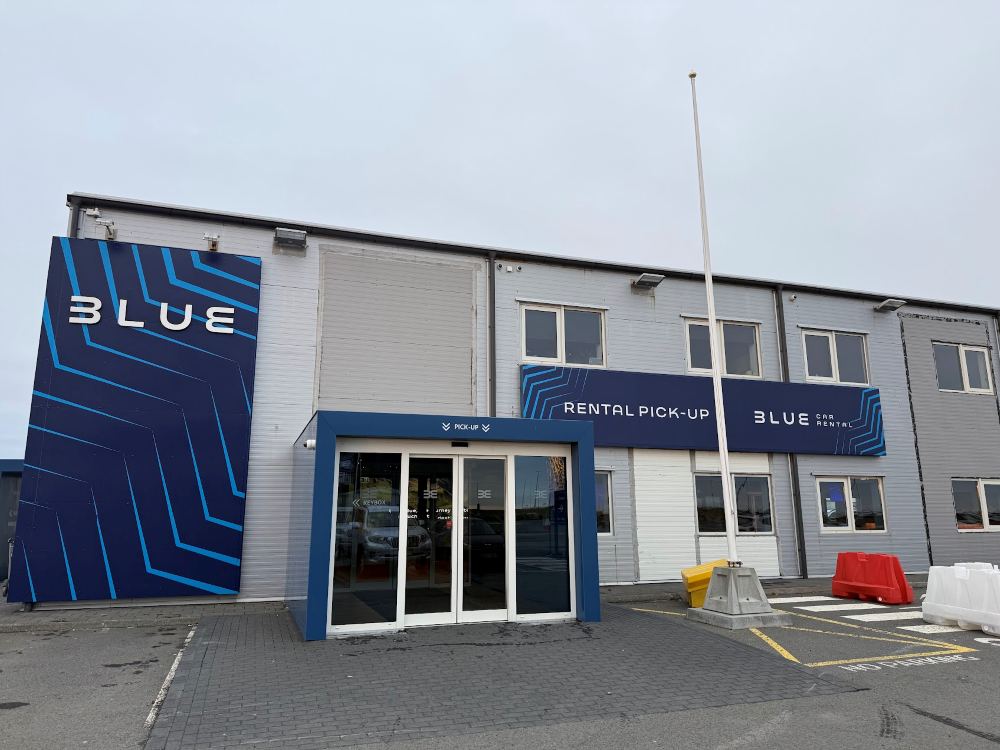 Blue car rental Kef airport Blue car rental office at Keflavik international airport.