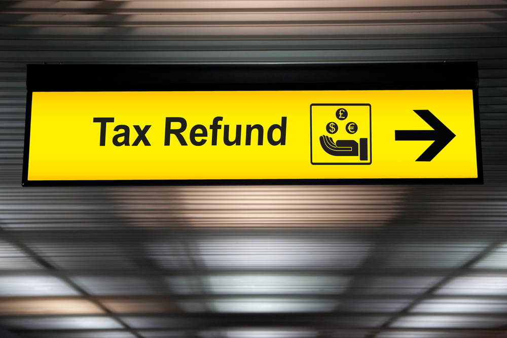 Tax refund Kef airport. Taxes refund sign at Kef airport.