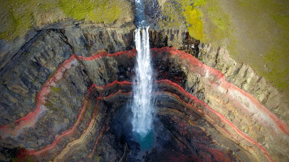 Hengifoss. Hengifoss waterfall in east Iceland.