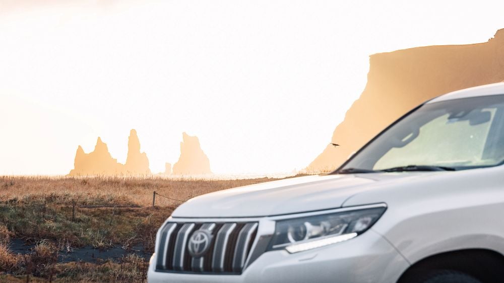 Toyota Land Cruisier at Reynisfjara in September.