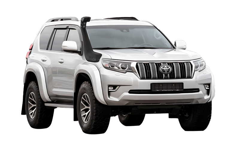 Silver color Toyota Land Cruiser 35” Adventure.