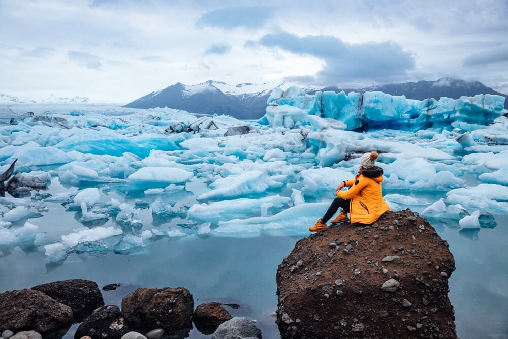 Jokulsarlon glacier lagoon. Icebergs at Jokulsarlon glacier lagoon.