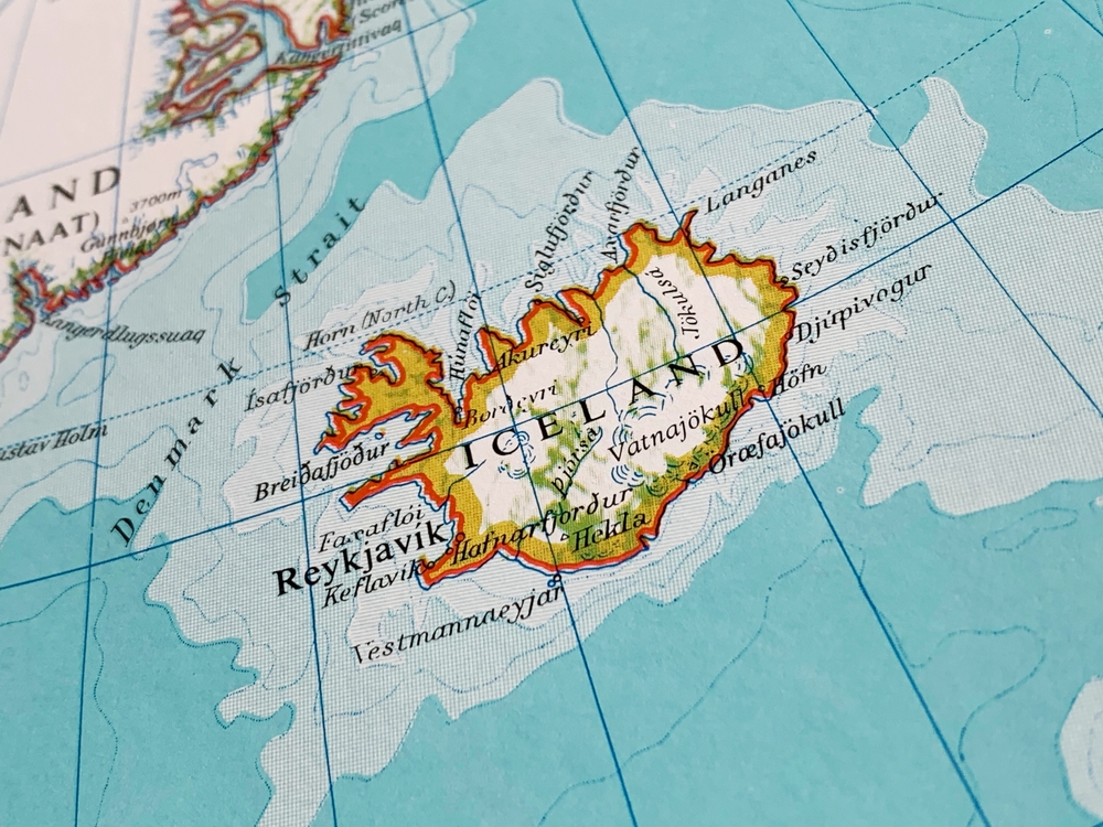 Map of Iceland. Map of Iceland with city names.