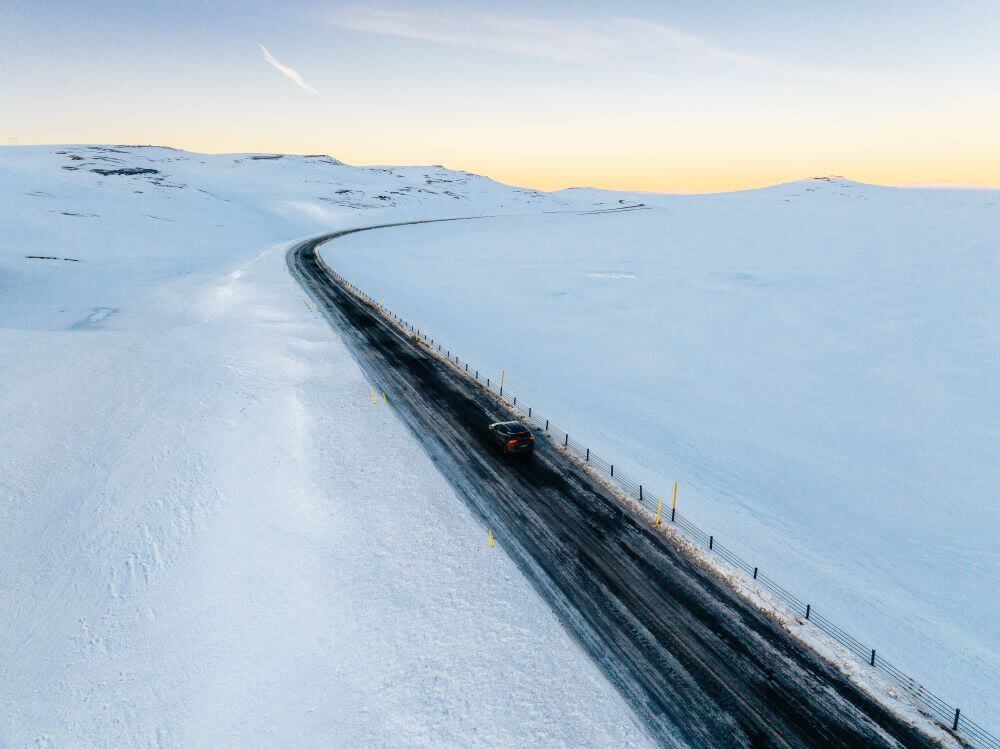 Easy winter drive in Iceland winter