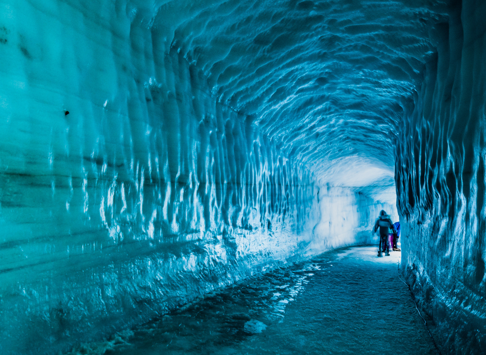 Langjökull Glacier. Ice tunnel in Langjökull Glacier.