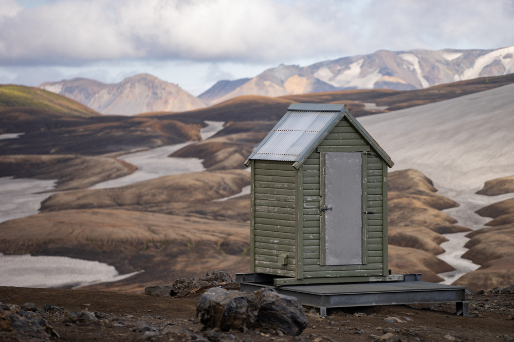 Highland outhouse bathroom. Outhouse bathroom in Iceland highland.