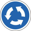 Direction Arrows sign for roundabout in Iceland.