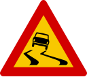 Icelandic warning sign for slippery roads.