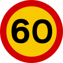 60 km/h speed limit sign in Iceland.