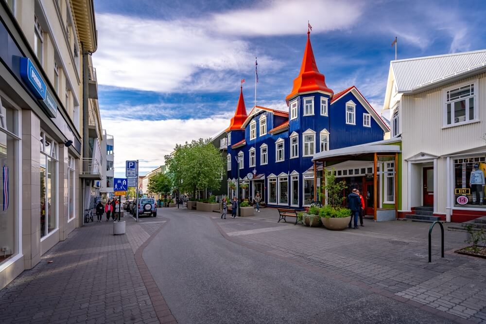 Akureyri city center and walking street.