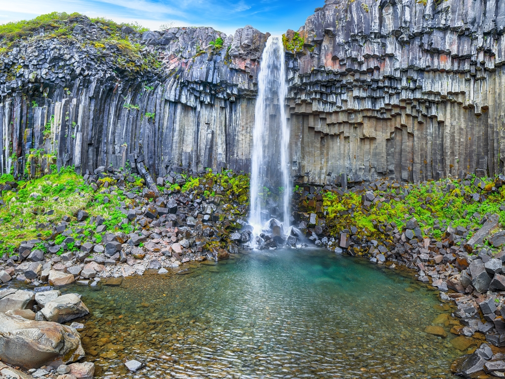 Svartifoss waterfall. Svartifoss waterfall in Skaftafell national park in Iceland.